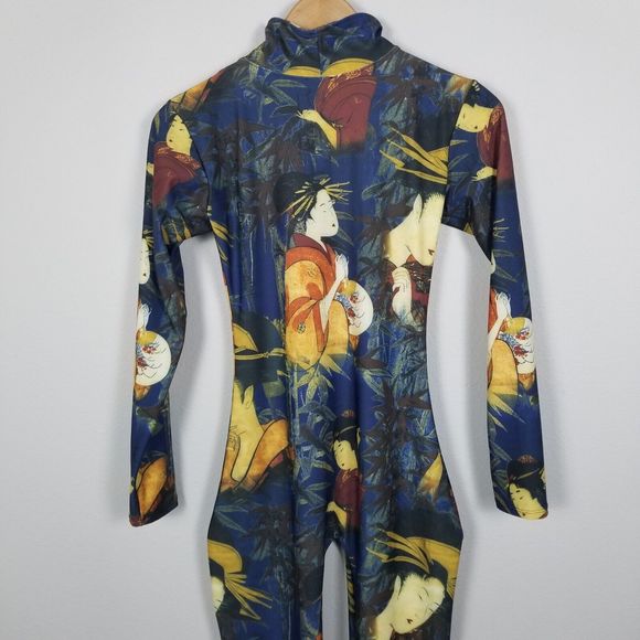 J. Lorraine Designs Kimmy Stretch Bodycon Jumpsuit In Geisha Print Size Medium - Picture 10 of 13